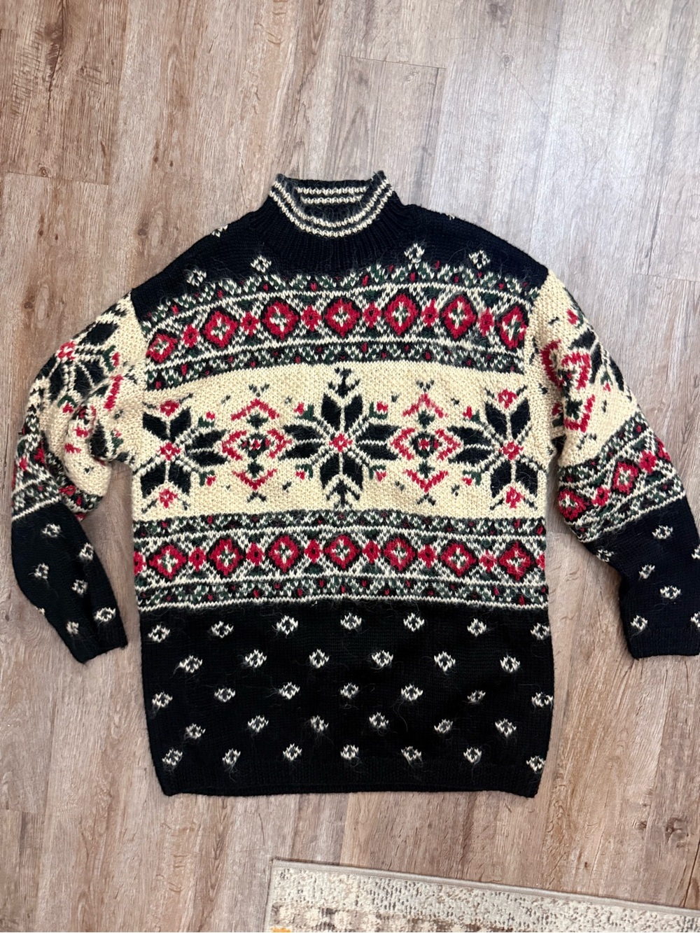 Vintage Croft & Barrow Fair Isle Nordic Mock Neck Sweater XL Wool Blend - Picture 2 of 14